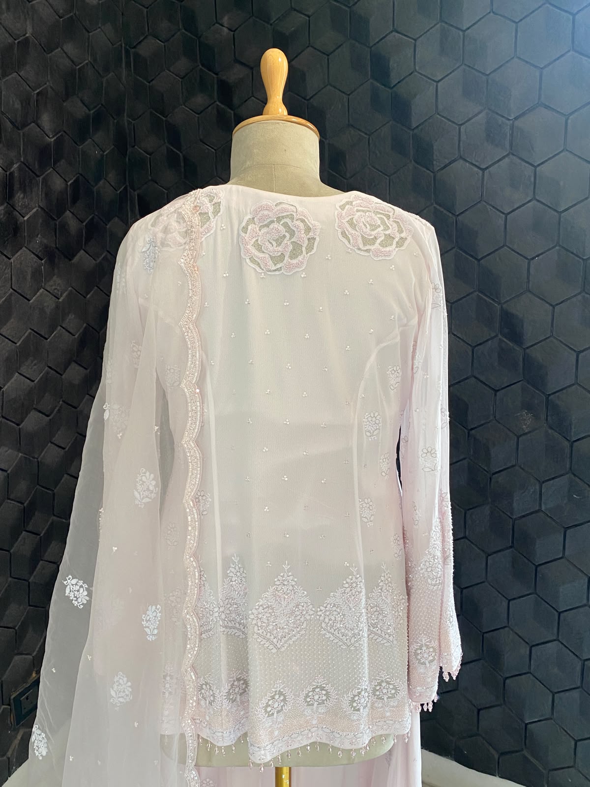 Pink Floral Embroidered Sharara Set