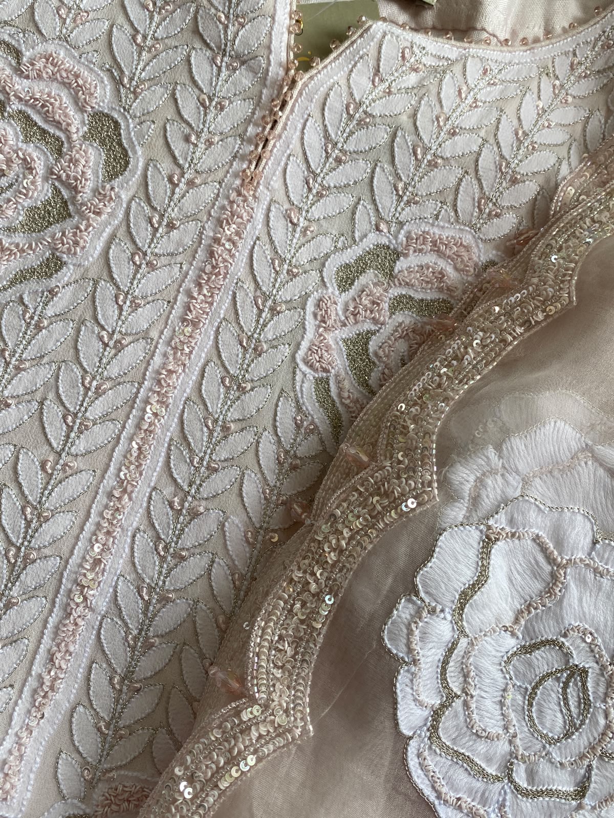 Pink Floral Embroidered Sharara Set