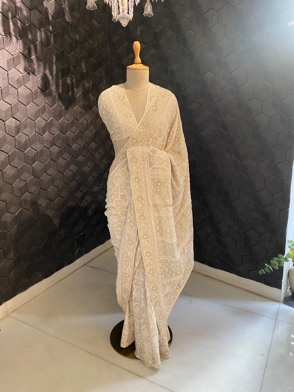 Ivory Noor Georgette Saree