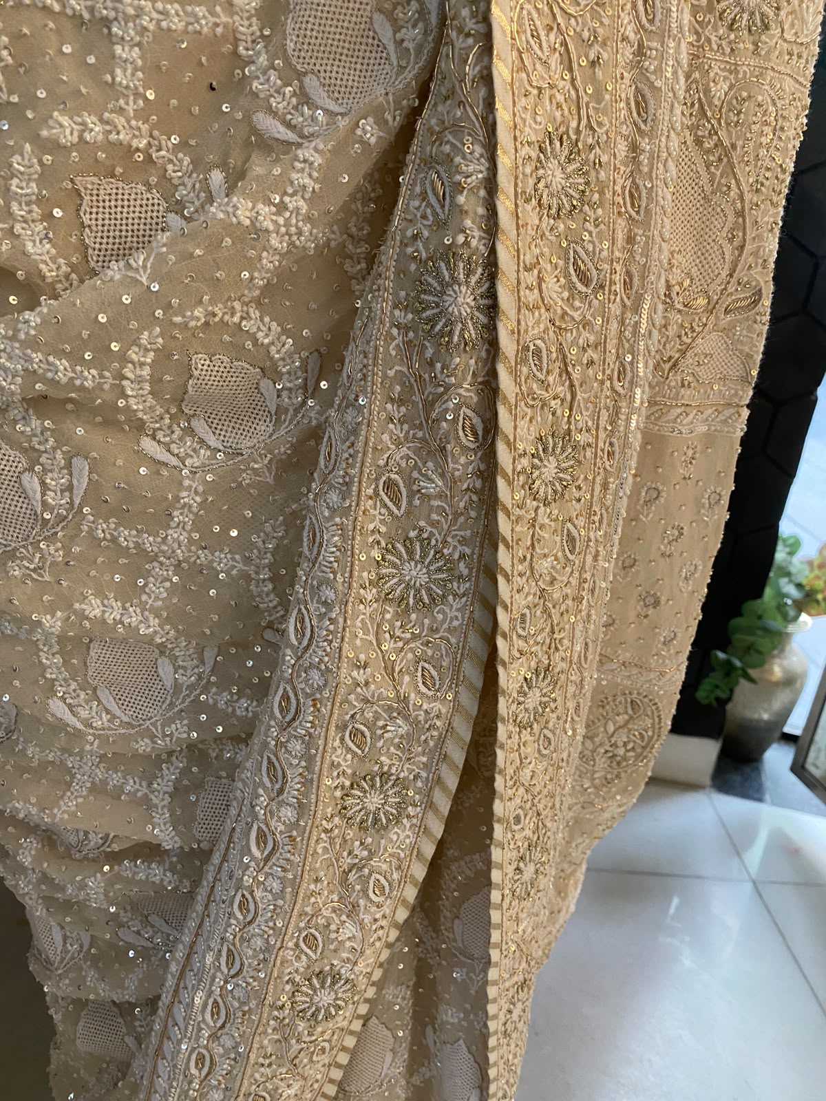 Ivory Noor Georgette Saree