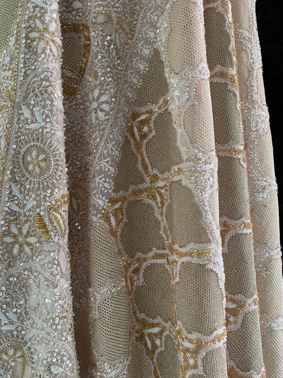 Champagne Sequin Embroidered Georgette Kurta Set