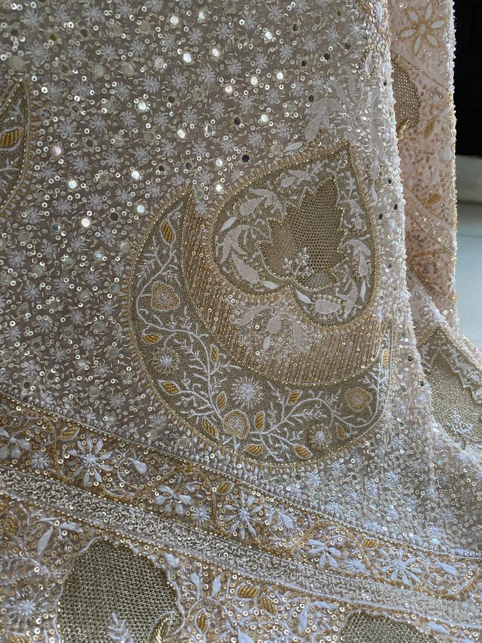 Champagne Sequin Embroidered Georgette Kurta Set