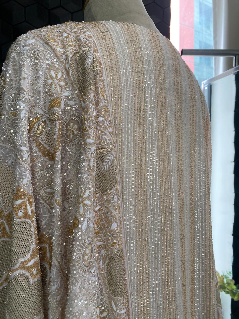 Champagne Sequin Embroidered Georgette Kurta Set