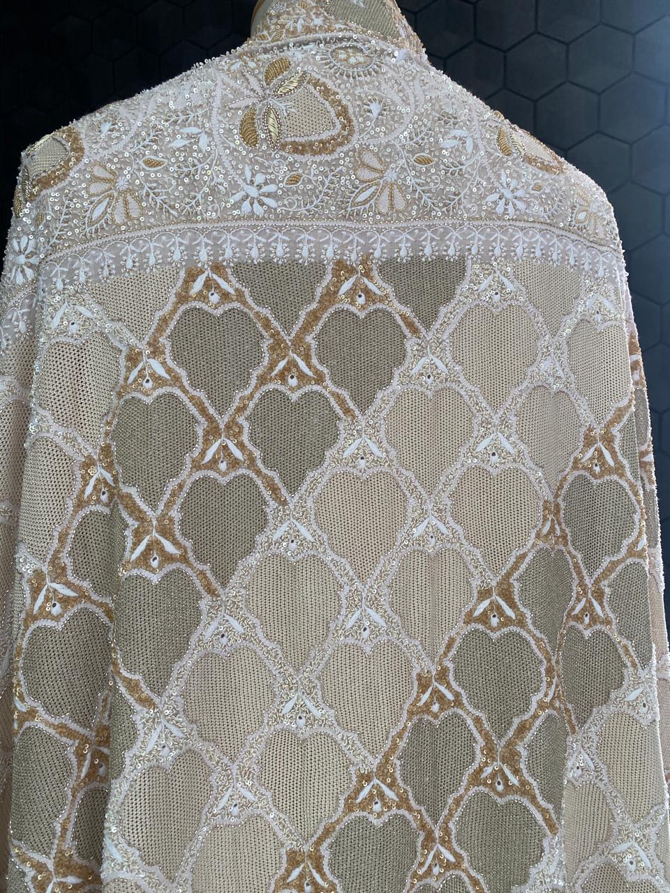 Champagne Sequin Embroidered Georgette Kurta Set