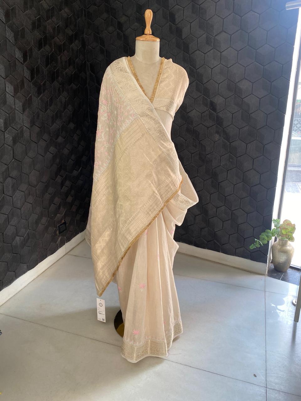Ivory Tissue Saree