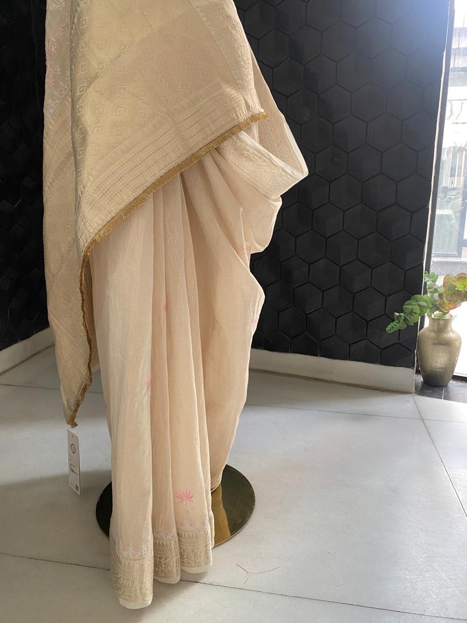 Ivory Tissue Saree