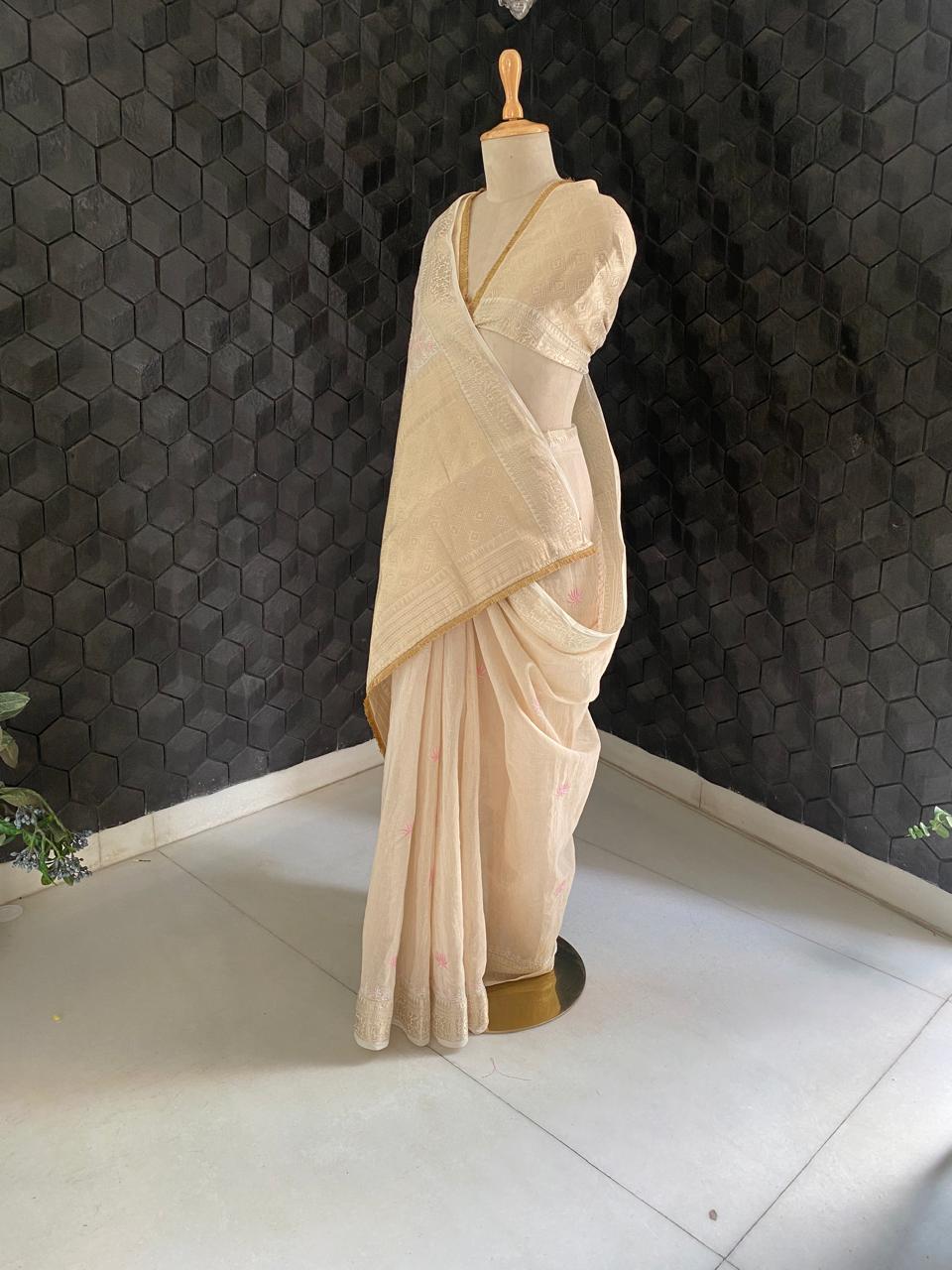 Ivory Tissue Saree