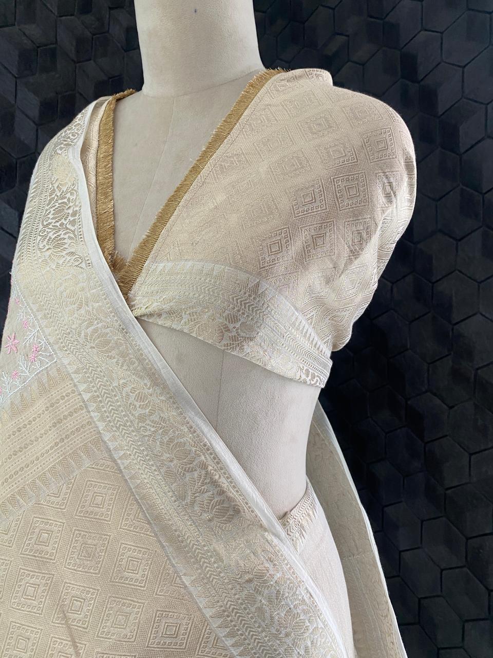 Ivory Tissue Saree