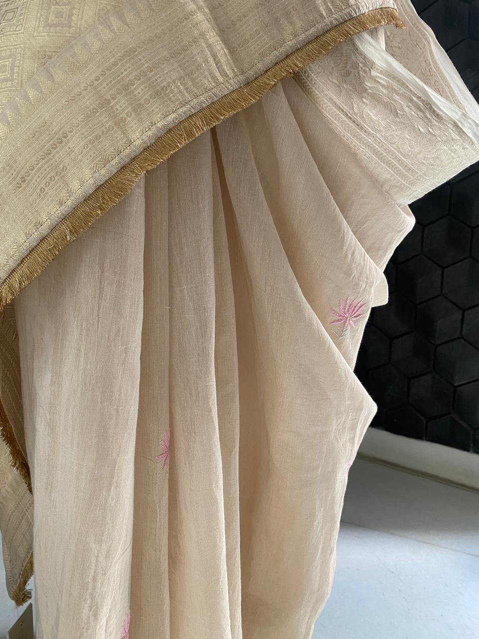 Ivory Tissue Saree