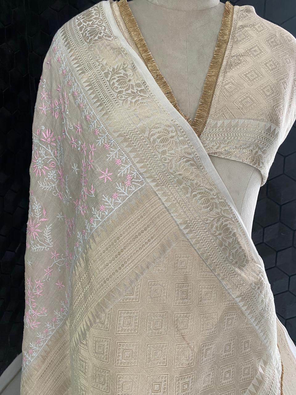 Ivory Tissue Saree