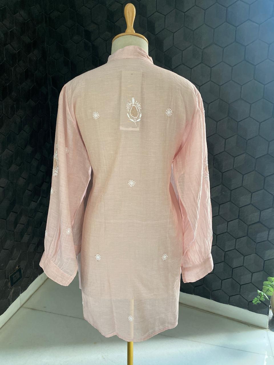 Blush Pink Tissue Chikankari Co-ord Set