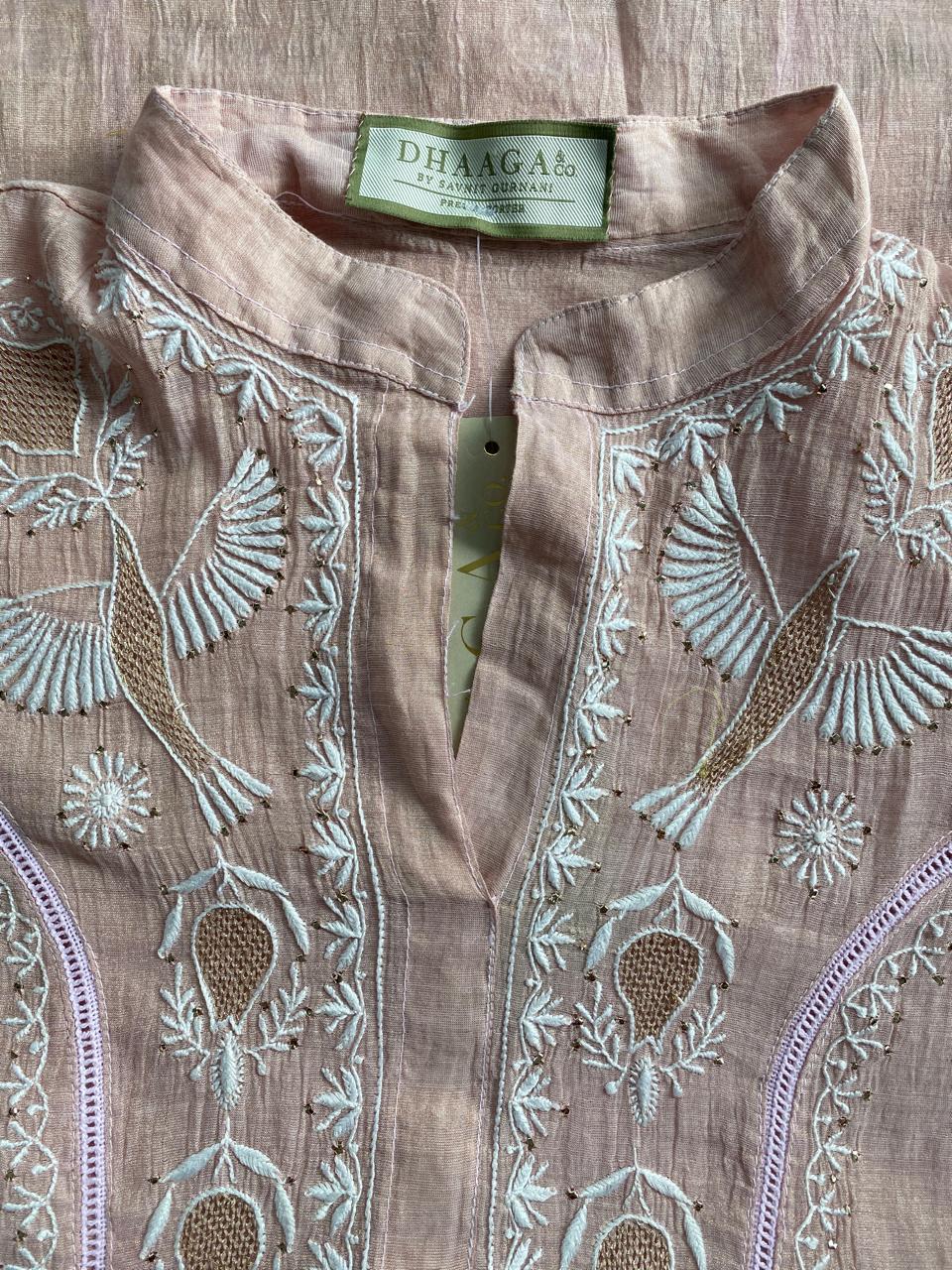 Blush Pink Tissue Chikankari Co-ord Set