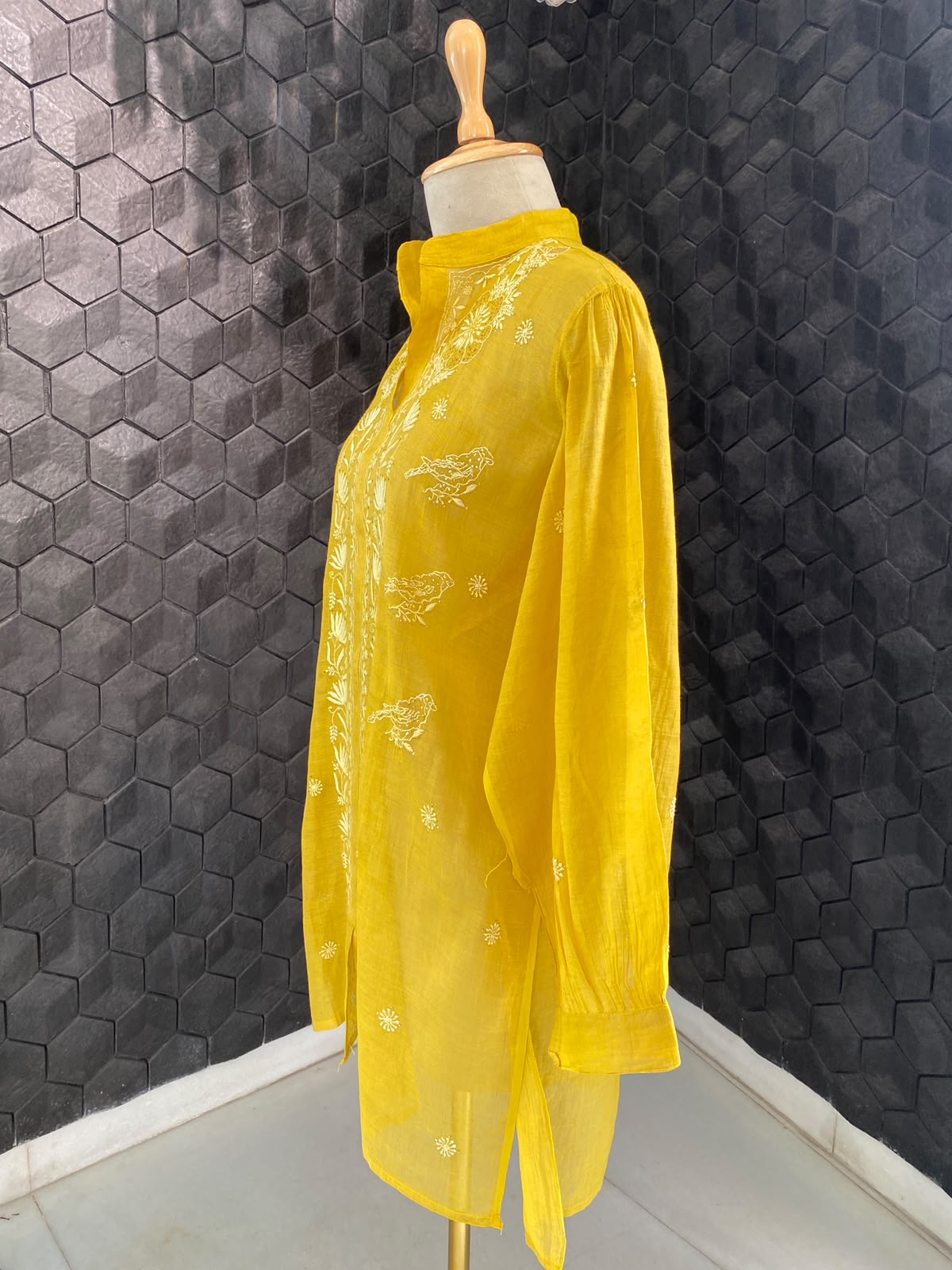 Yellow Golden Tissue Chikankari co-ord set
