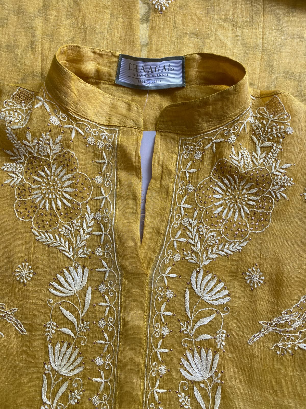 Yellow Golden Tissue Chikankari co-ord set