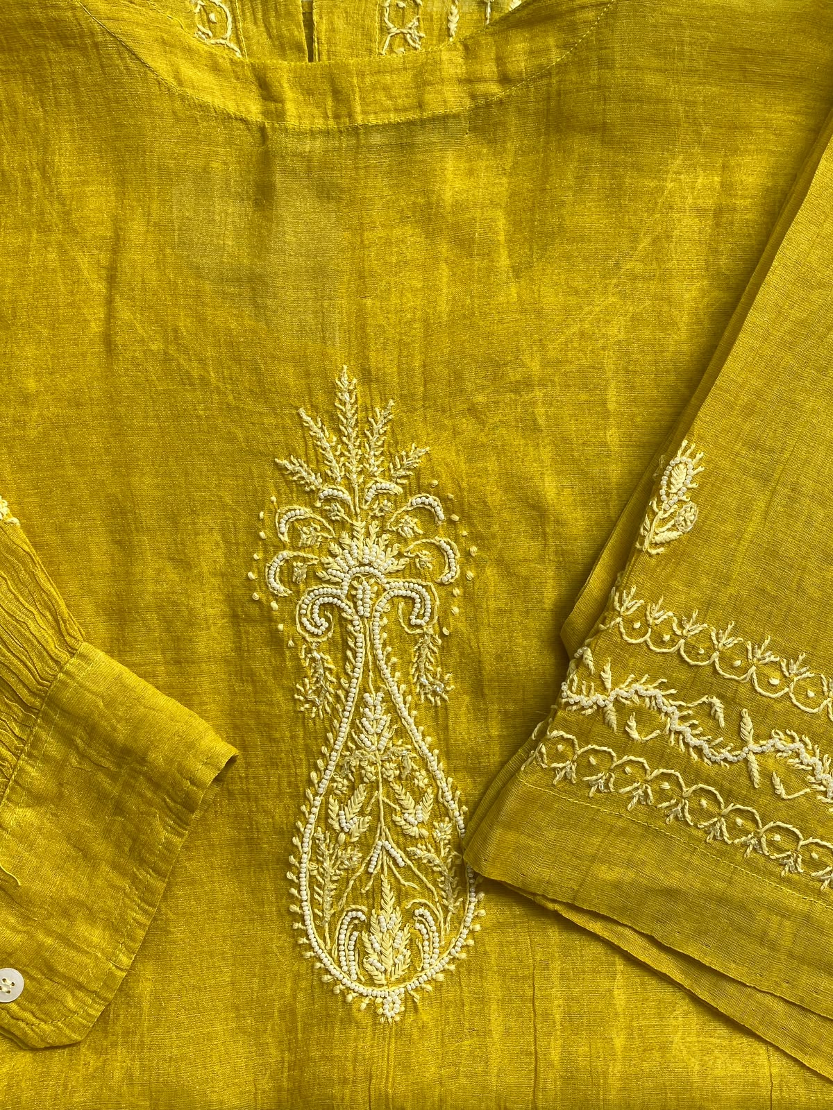 Sunflower Yellow Golden Tissue Chikankari co-ord set