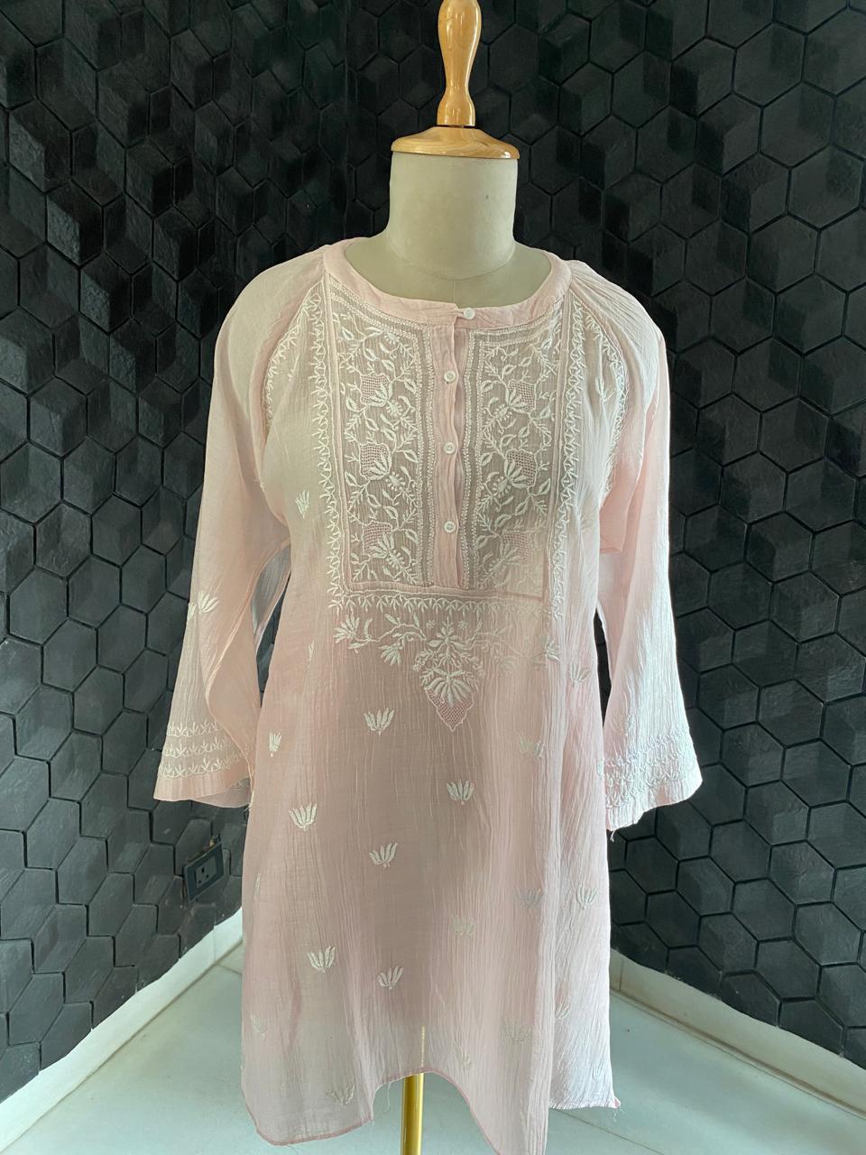 Lilac Mul Chanderi Chikankari Top