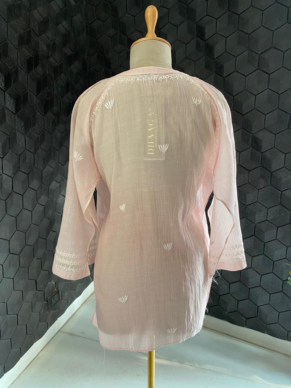 Lilac Mul Chanderi Chikankari Top