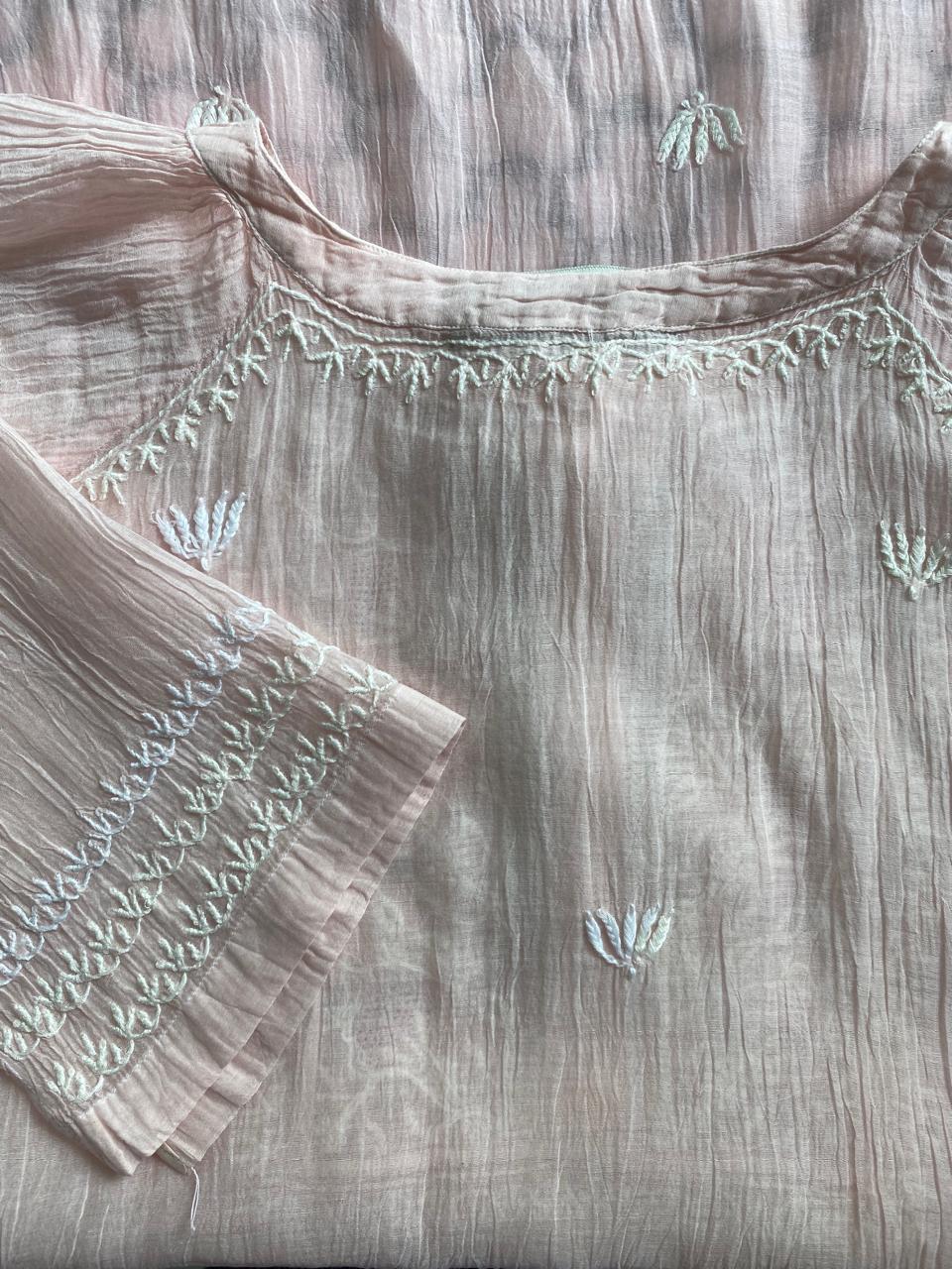 Lilac Mul Chanderi Chikankari Top