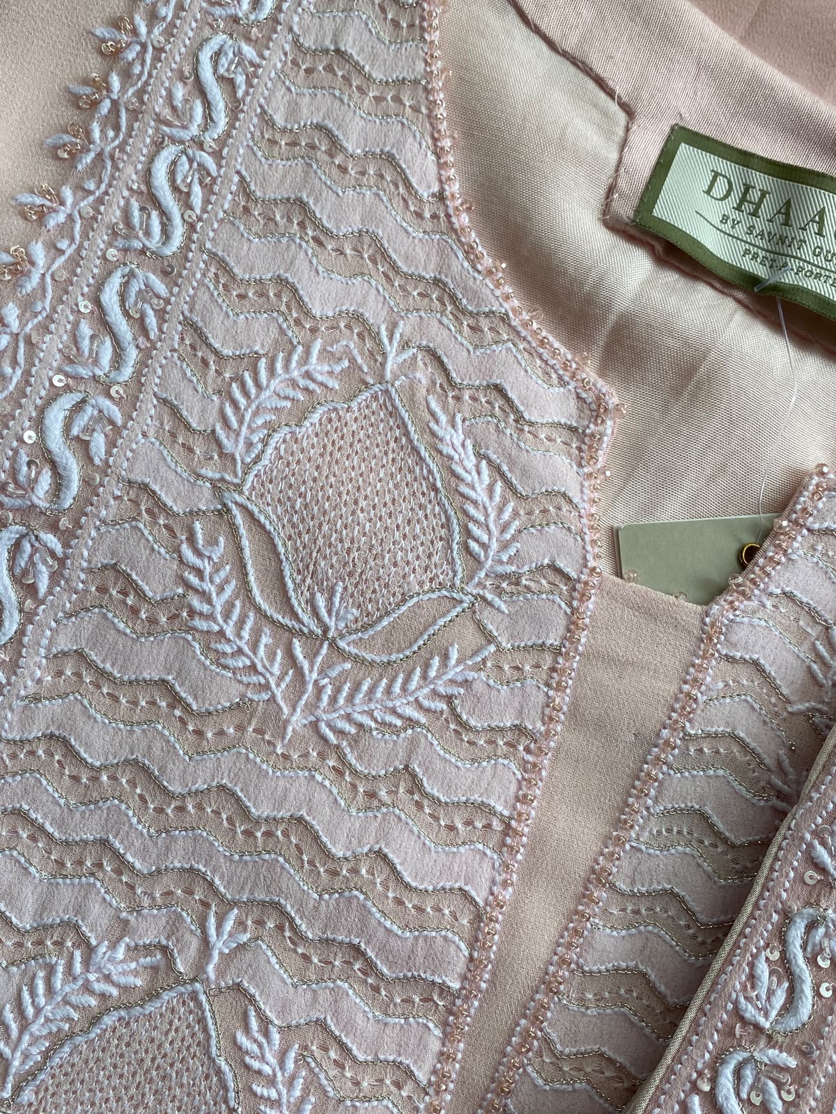 Peach Georgette Chikankari Kurta Set