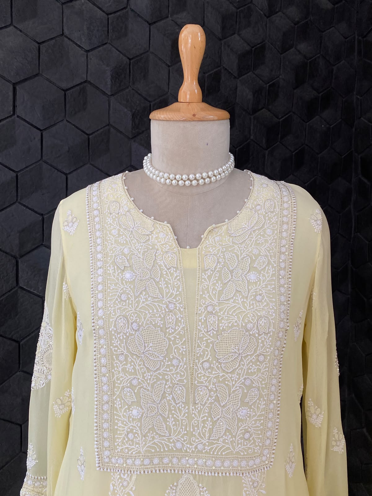 Yellow Chikankari Georgette Kurta Set