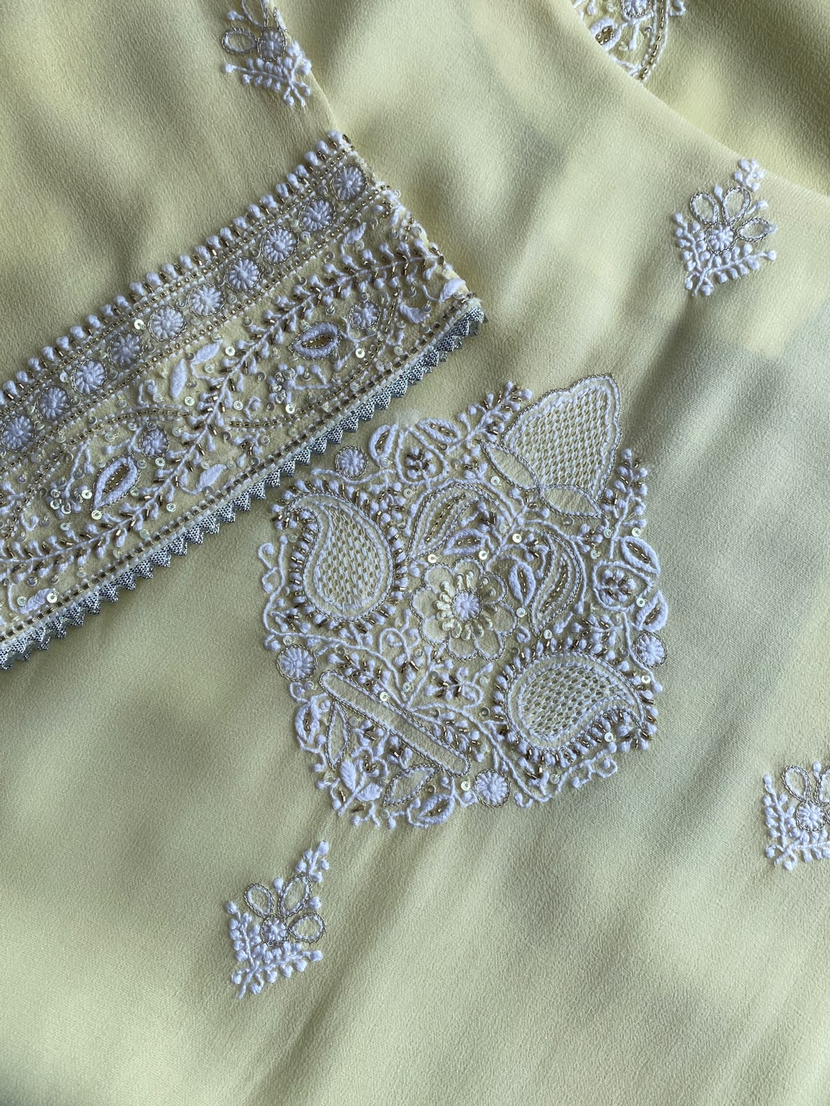 Yellow Chikankari Georgette Kurta Set