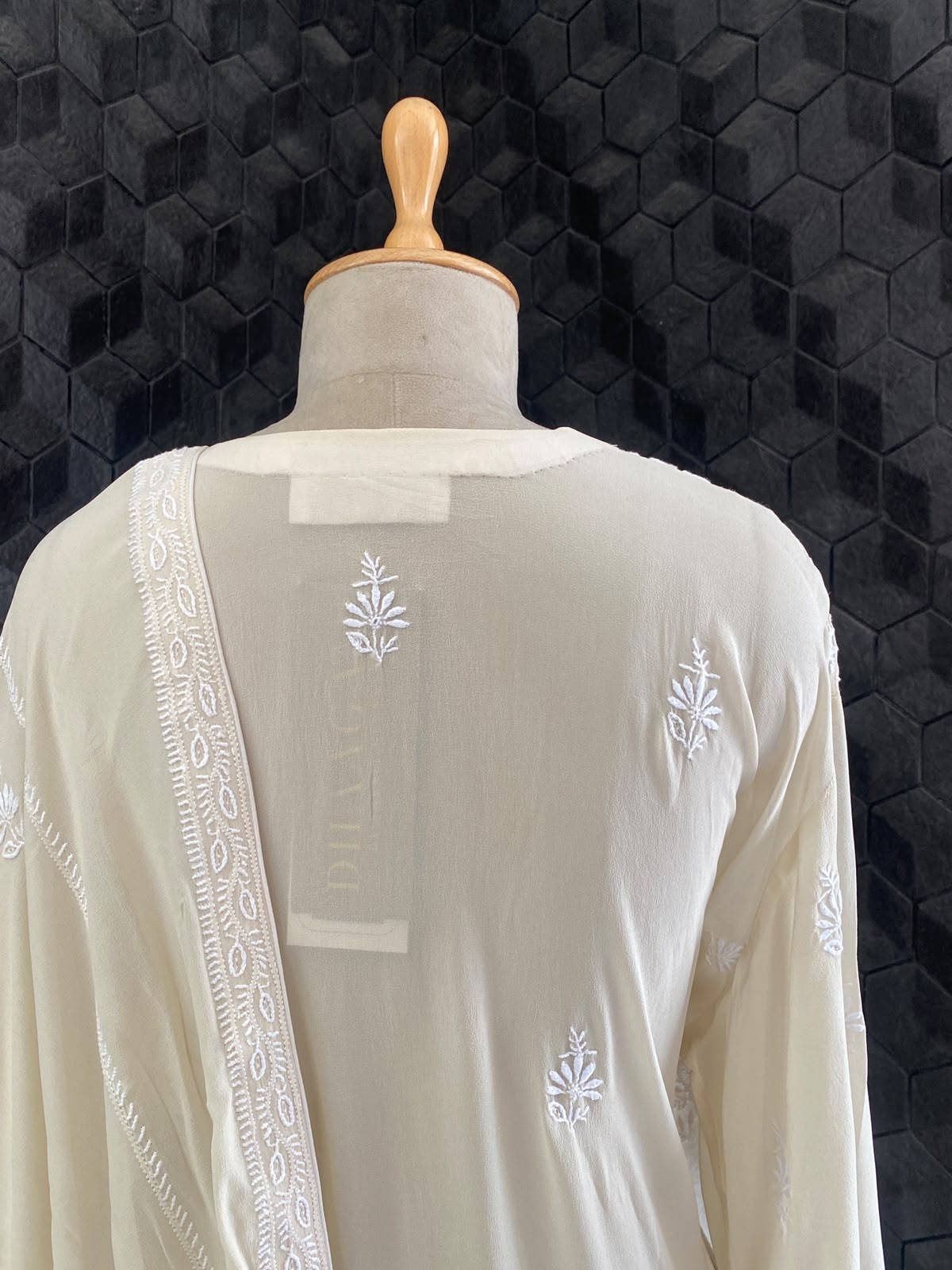 Ivory Ombre Georgette Chikankari Kurta Set