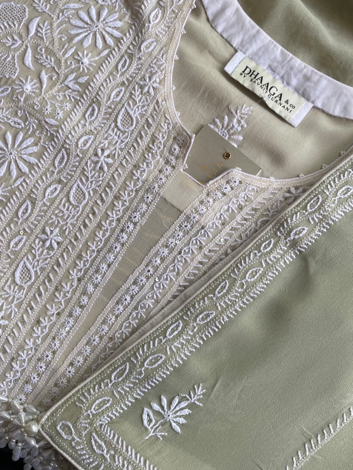 Ivory Ombre Georgette Chikankari Kurta Set