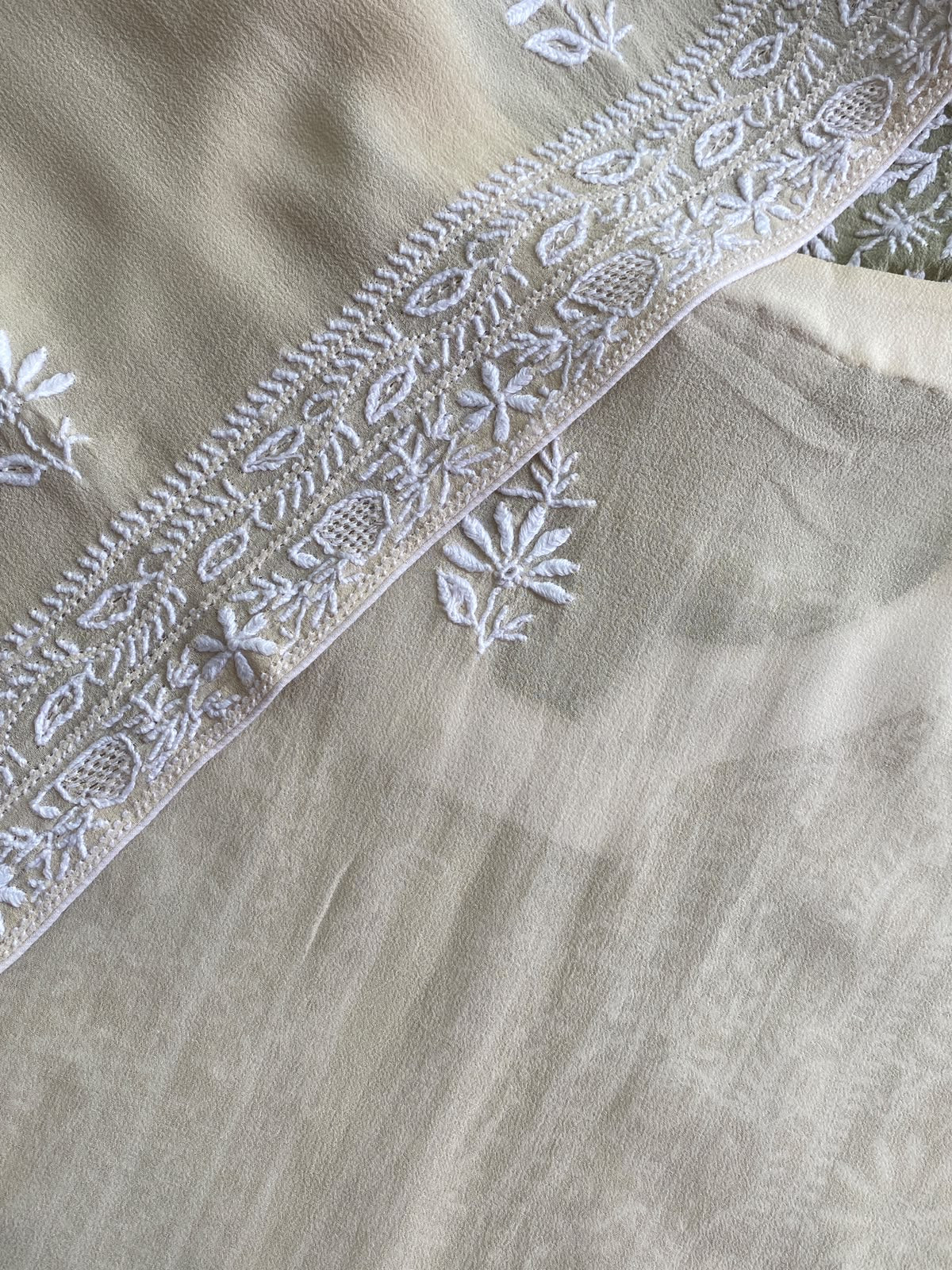 Ivory Ombre Georgette Chikankari Kurta Set