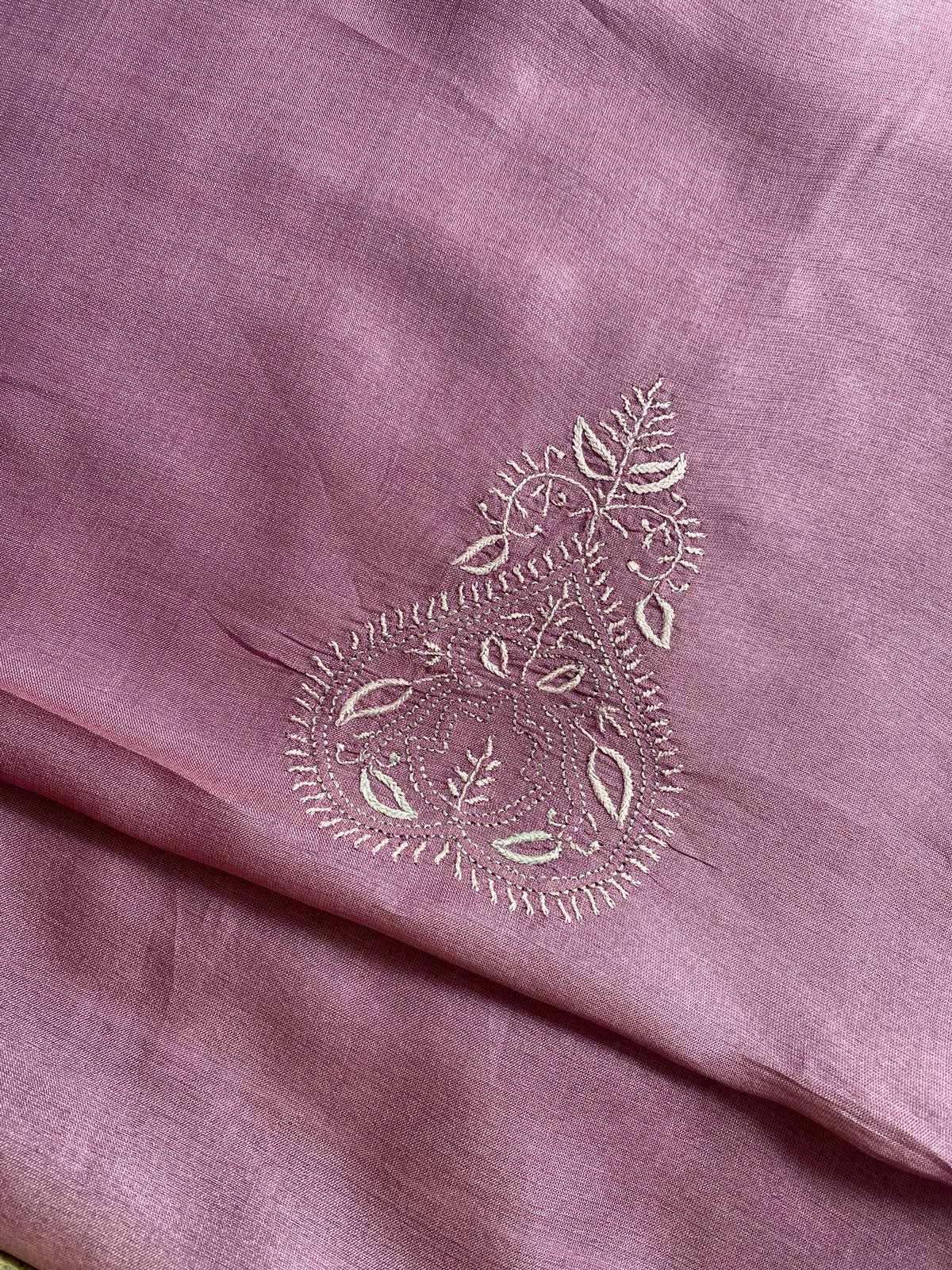 Mauve Tussar Silk Chikankari Men's Kurta