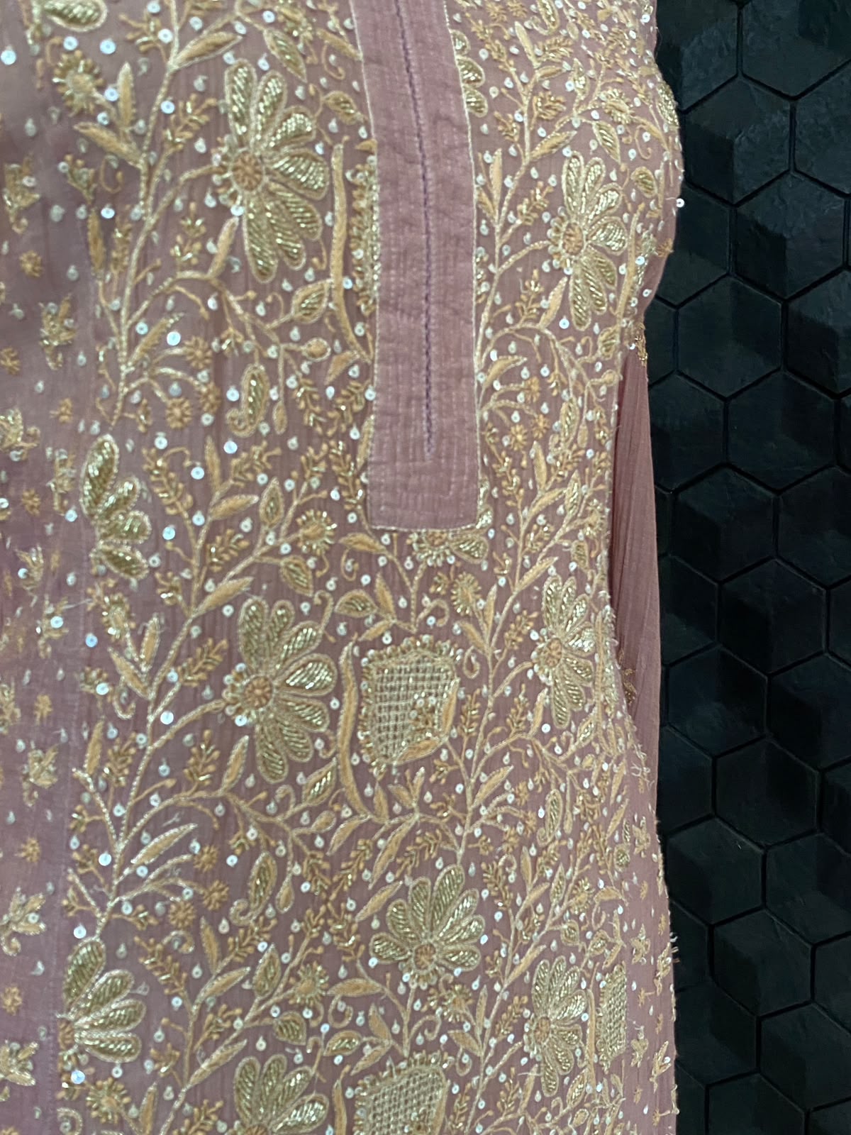 Onion Pink tissue chikankari kurta set
