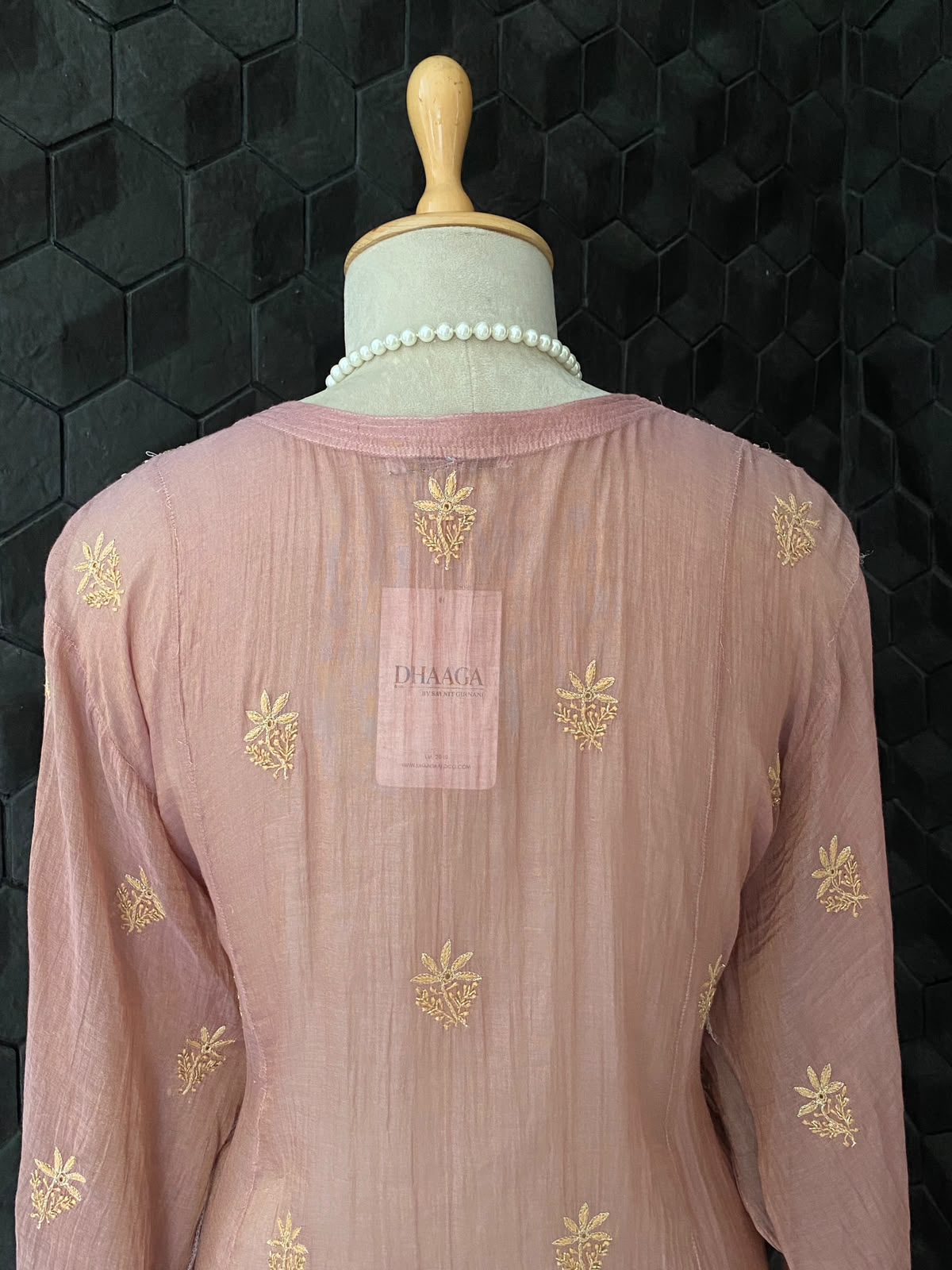 Onion Pink tissue chikankari kurta set