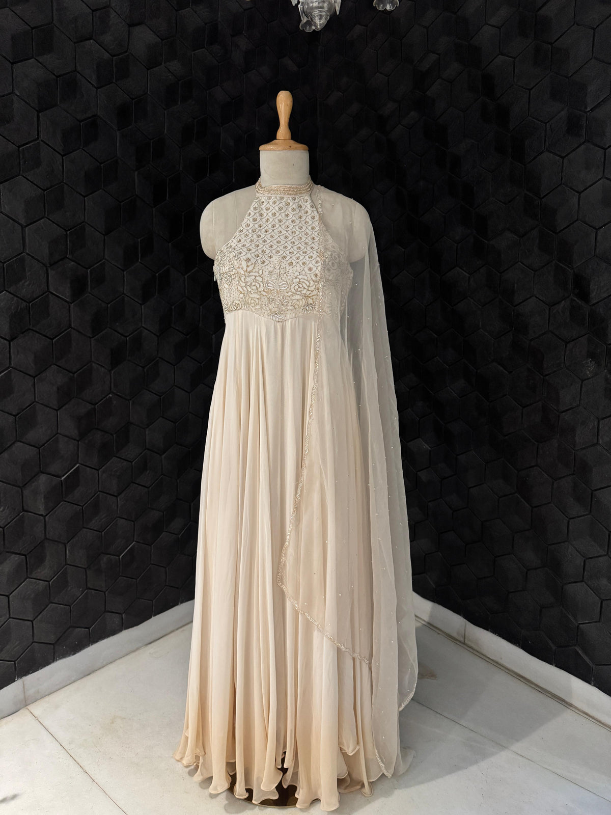 Ivory Halter Neck Dress