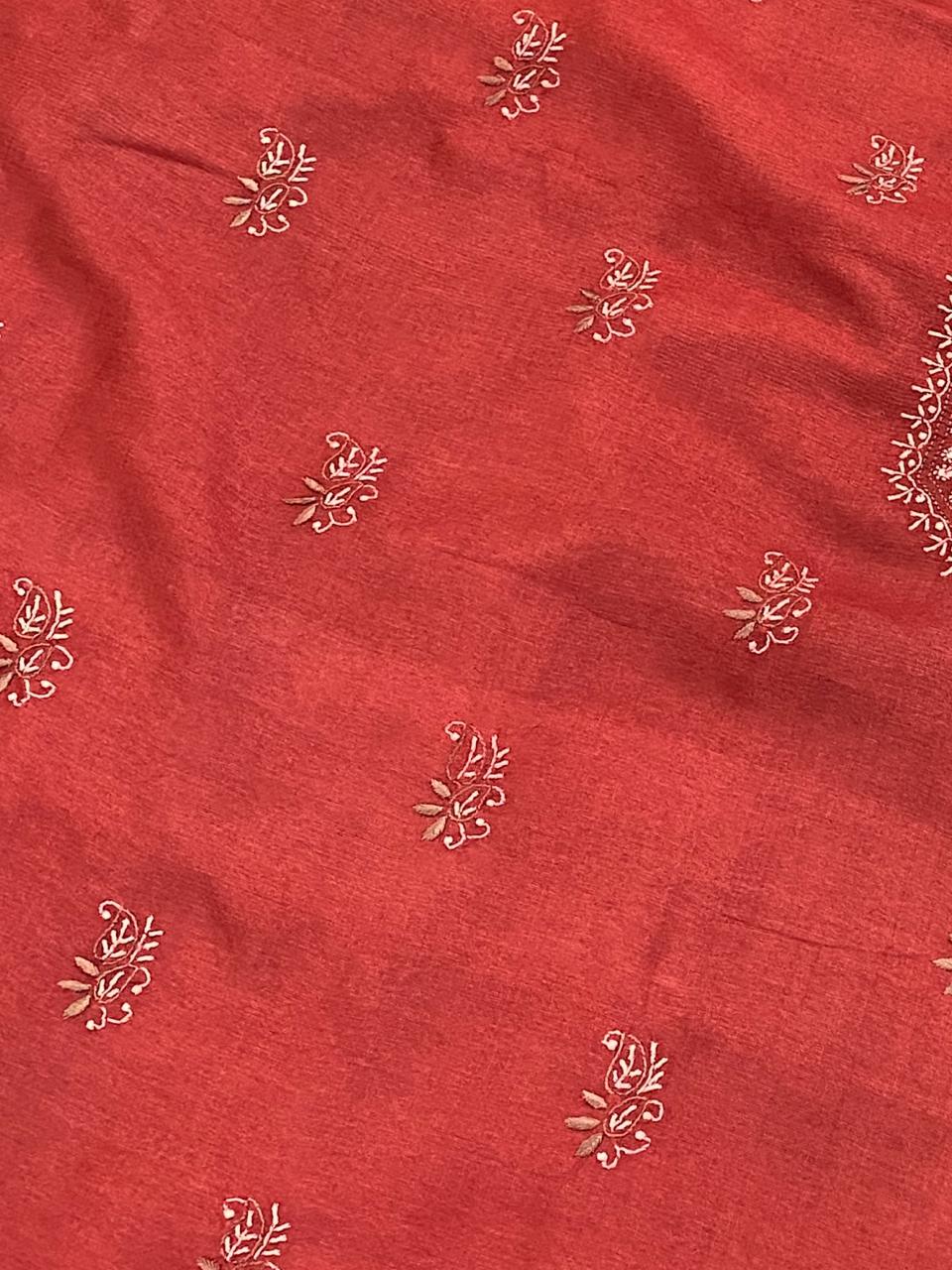 Red Tussar Silk Men's Kurta