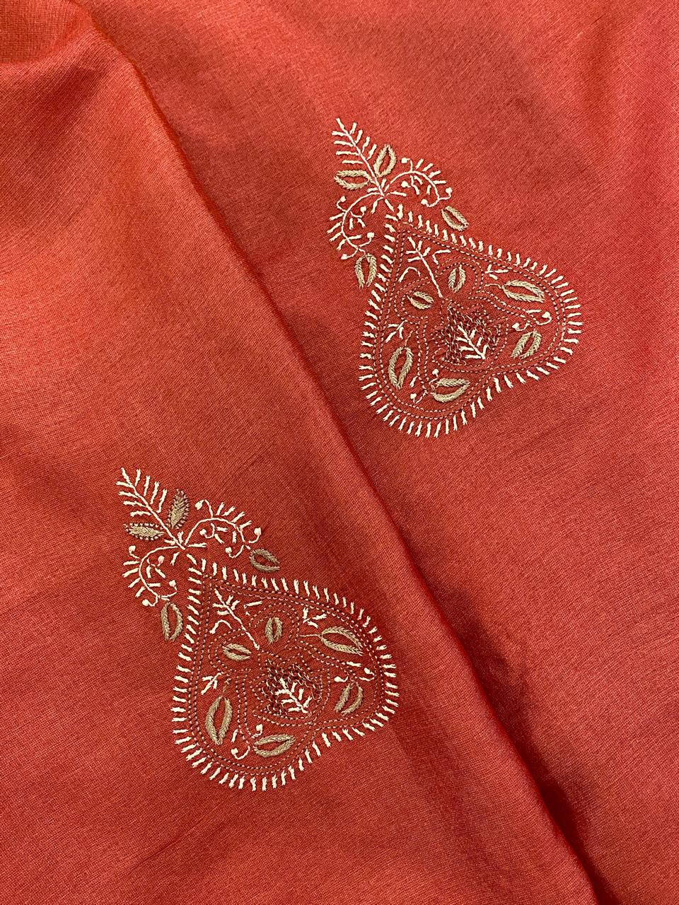Red Tussar Silk Men's Kurta