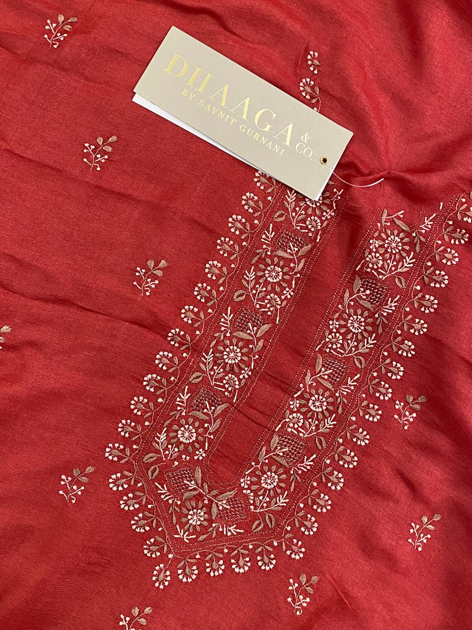 Red Tussar Silk Men's Kurta