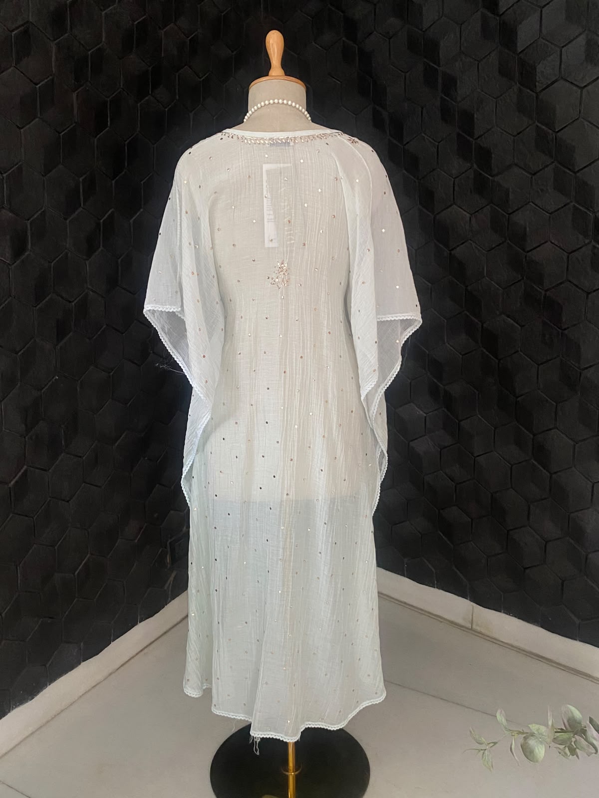 Powder Blue Mul Chanderi Mukaish Kaftan