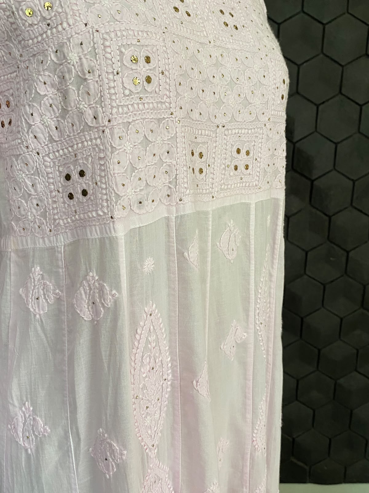 Powder Pink Cotton Chikankari Anarkali