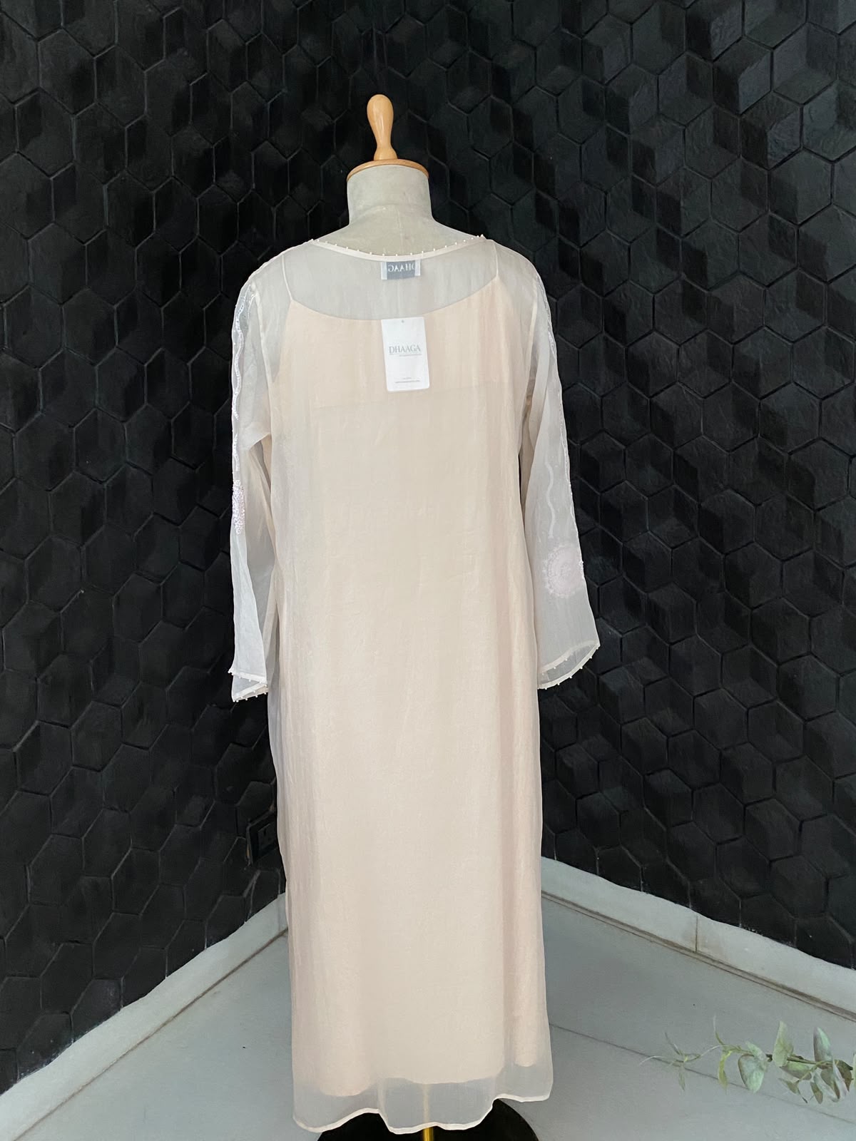 Ivory Organza Embroidered Straight Dress