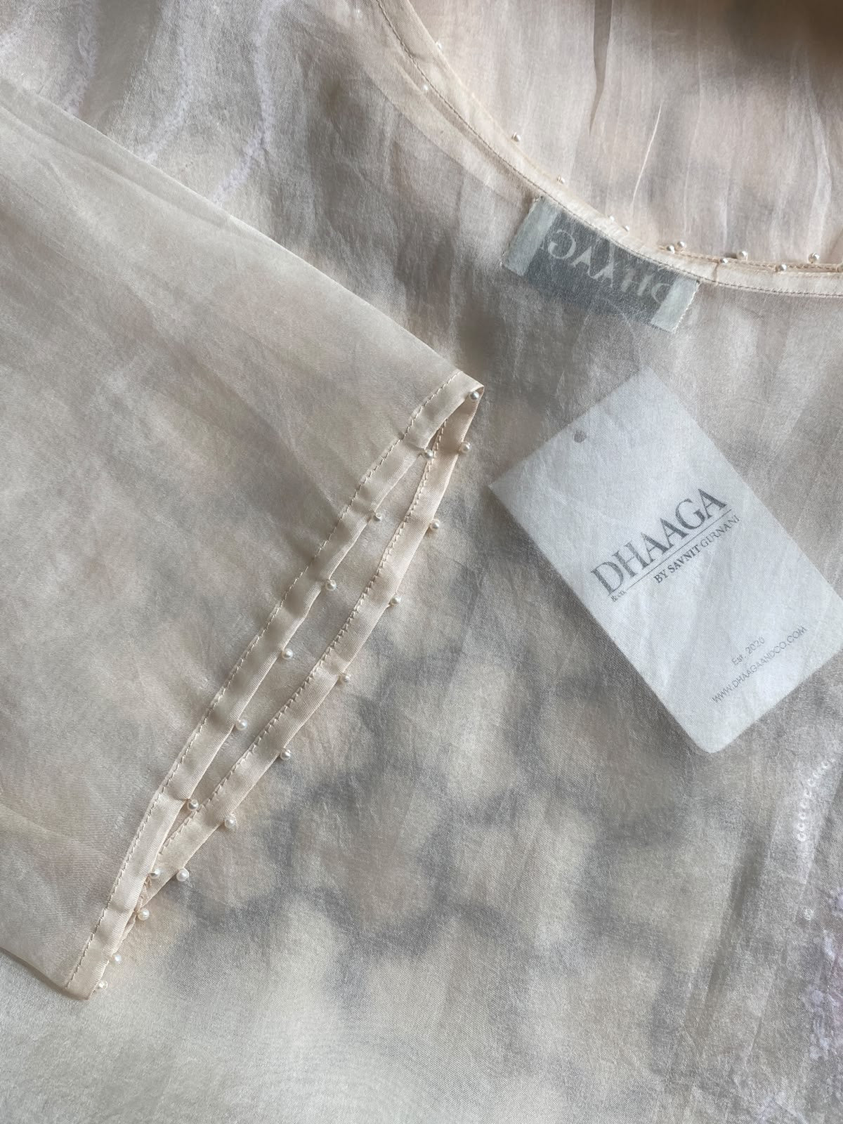 Ivory Organza Embroidered Straight Dress