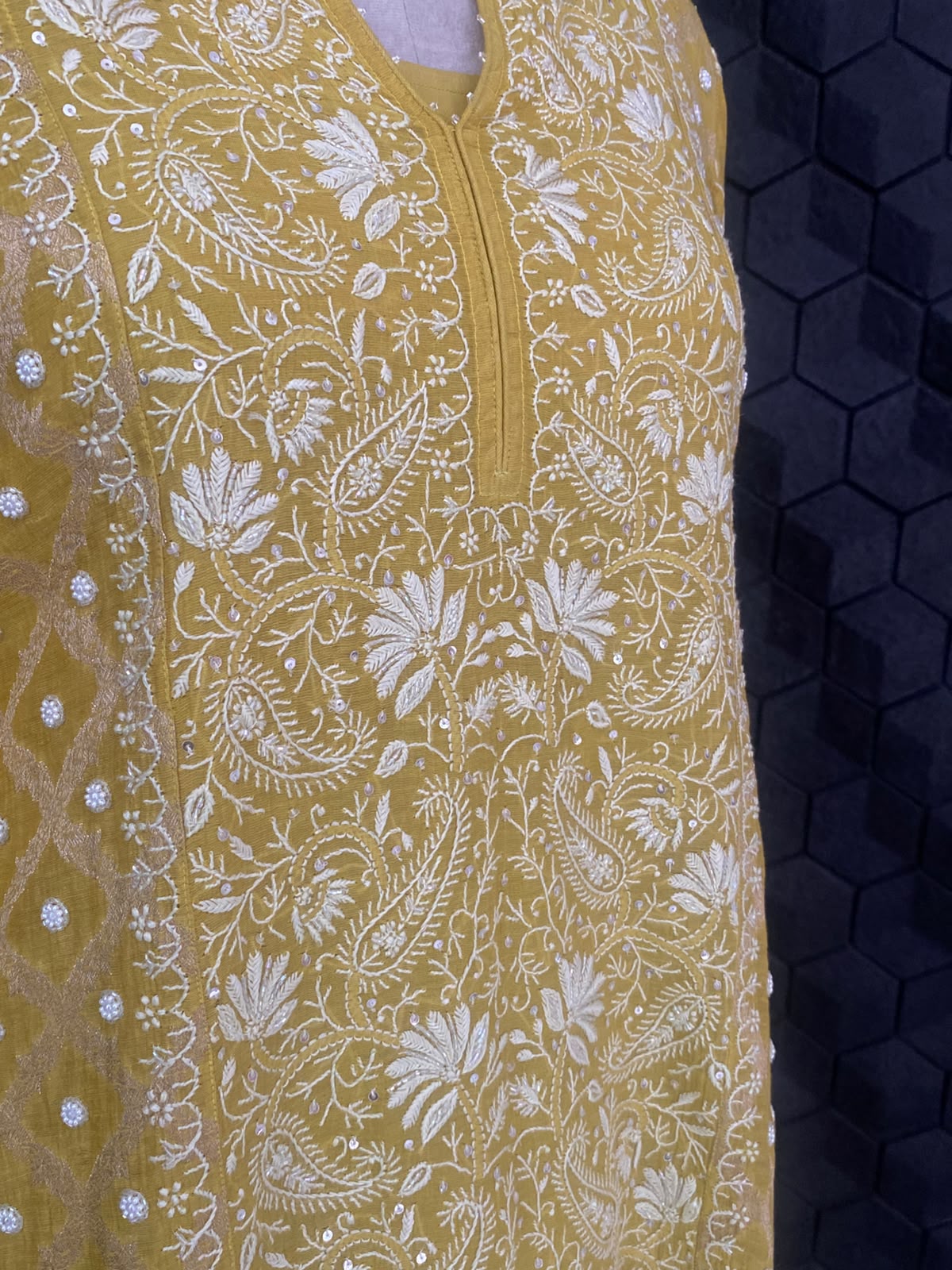 Lime Green Tissue Chikankari Co-ord Set