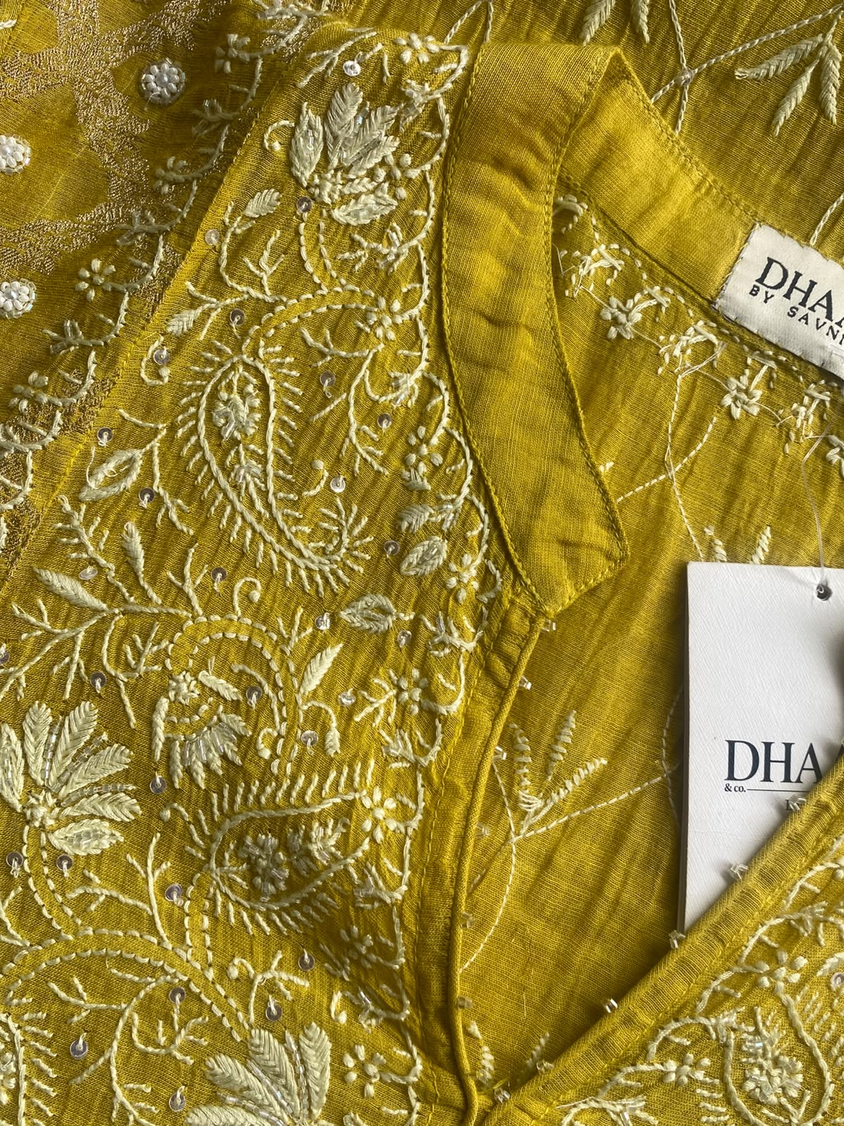 Lime Green Tissue Chikankari Co-ord Set