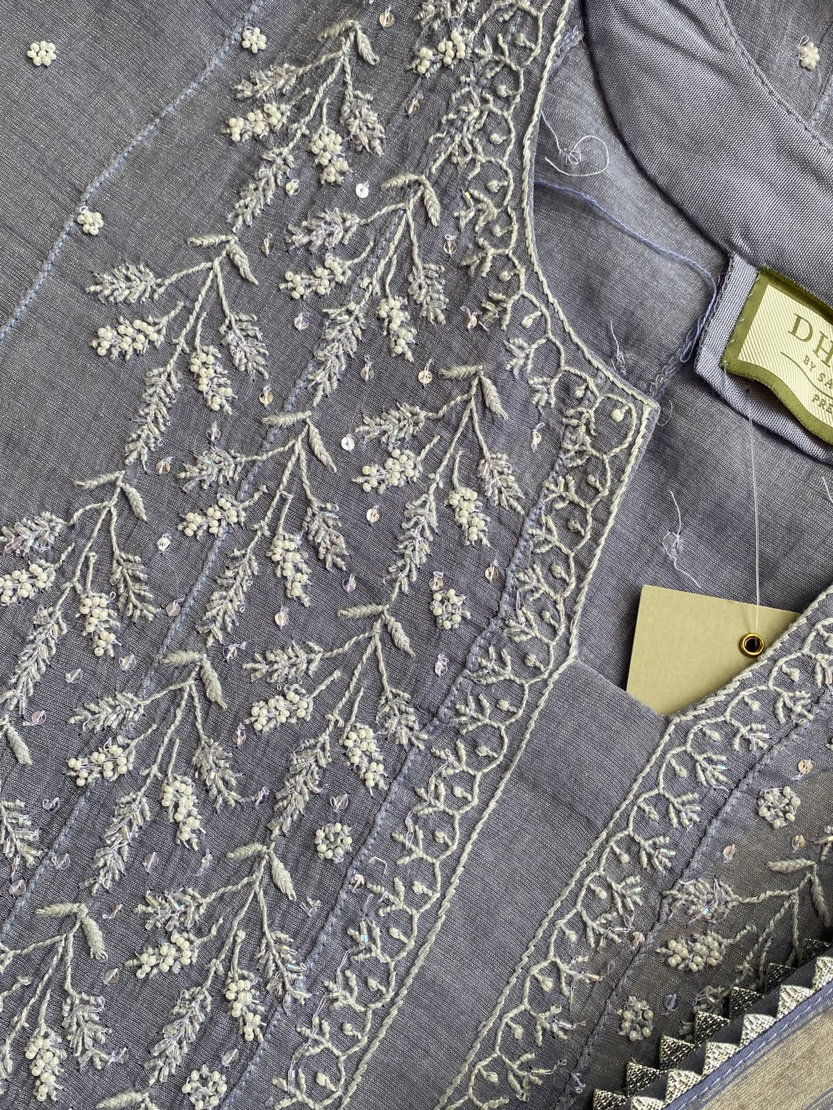 Lavender Silver Tissue Anarkali Set
