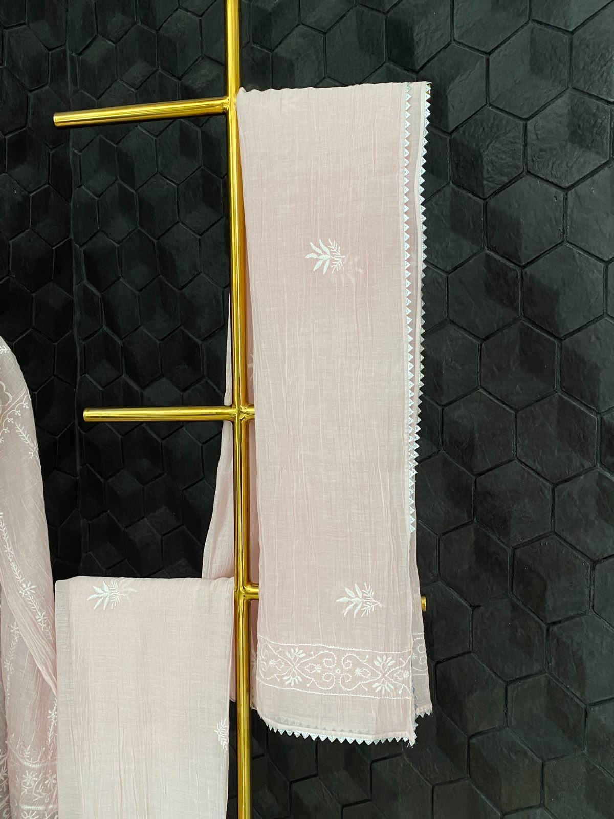 Blush Pink Mul Chanderi Embroidered Kurta Set