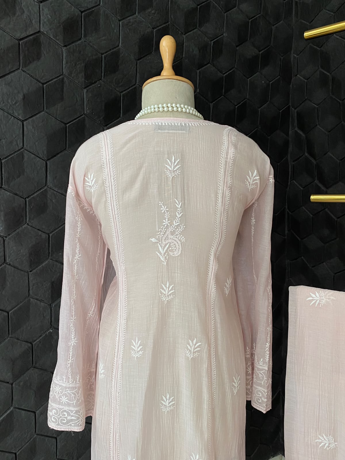 Blush Pink Mul Chanderi Embroidered Kurta Set
