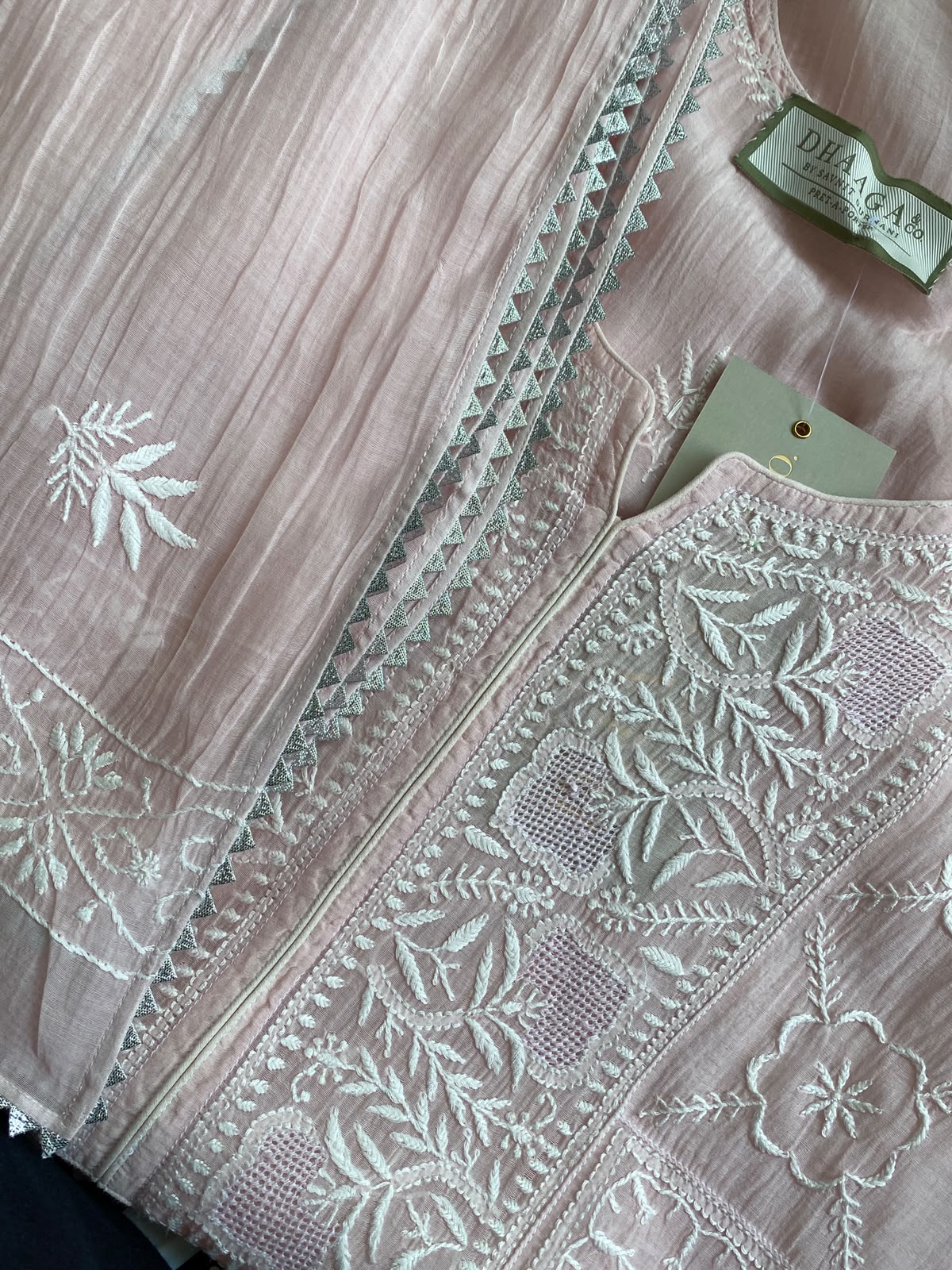 Blush Pink Mul Chanderi Embroidered Kurta Set