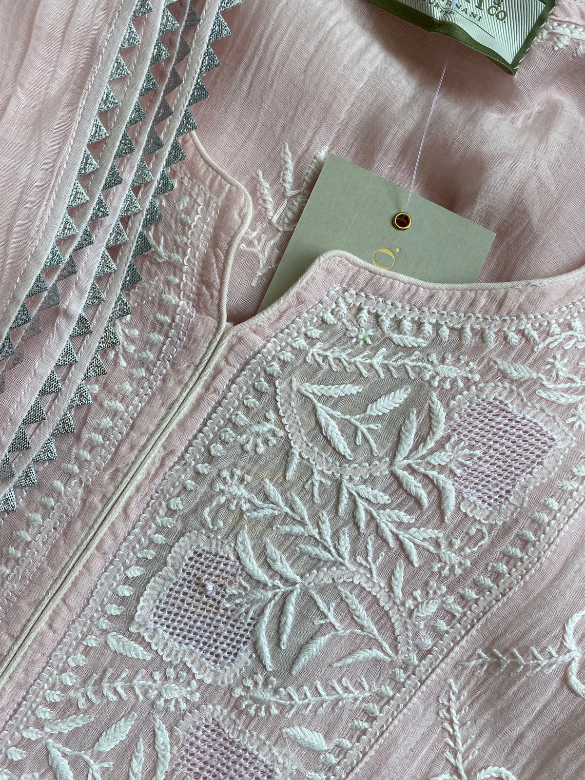 Blush Pink Mul Chanderi Embroidered Kurta Set