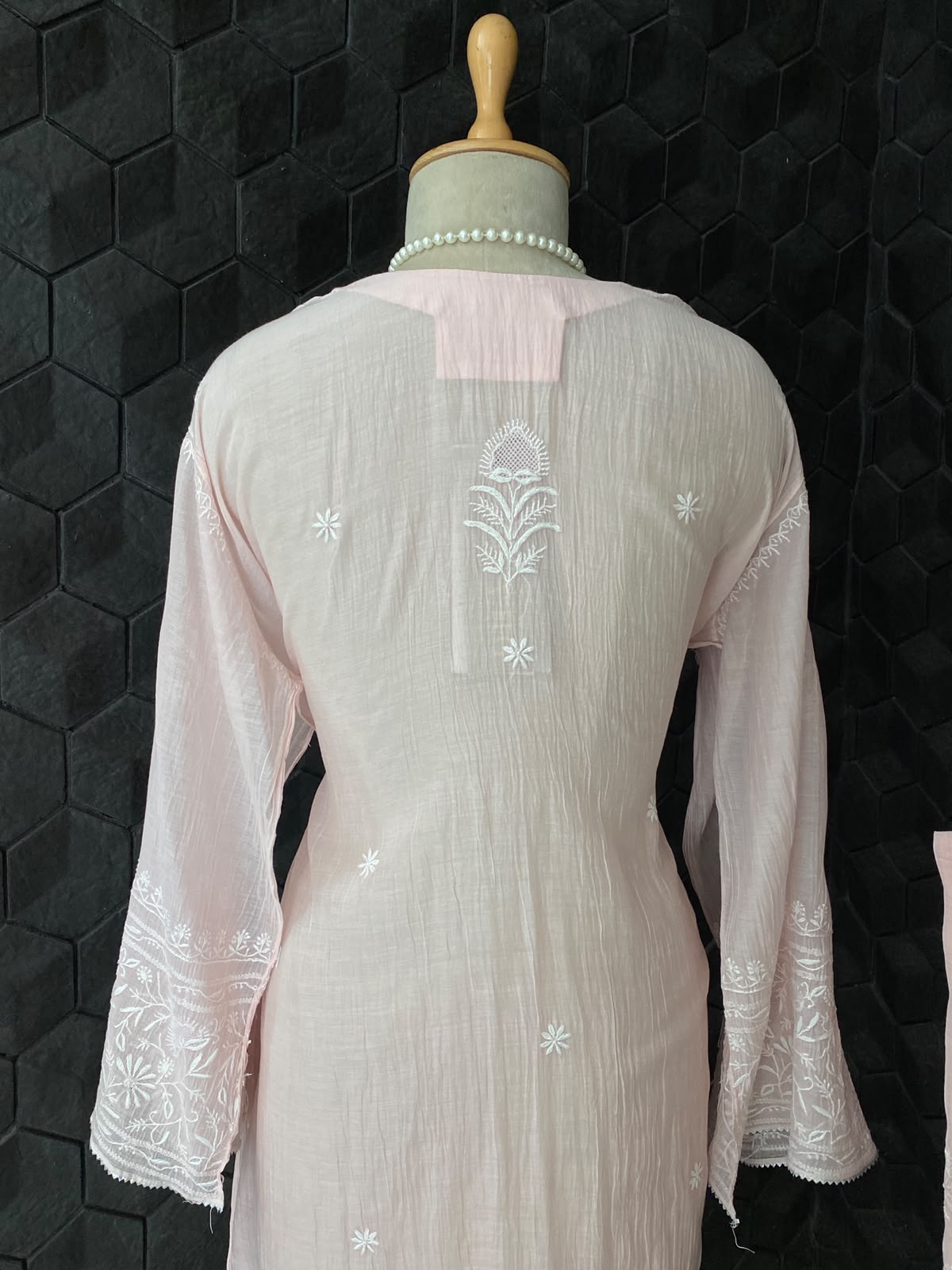 Blush Pink Mul Chanderi Embroidered Kurta Set