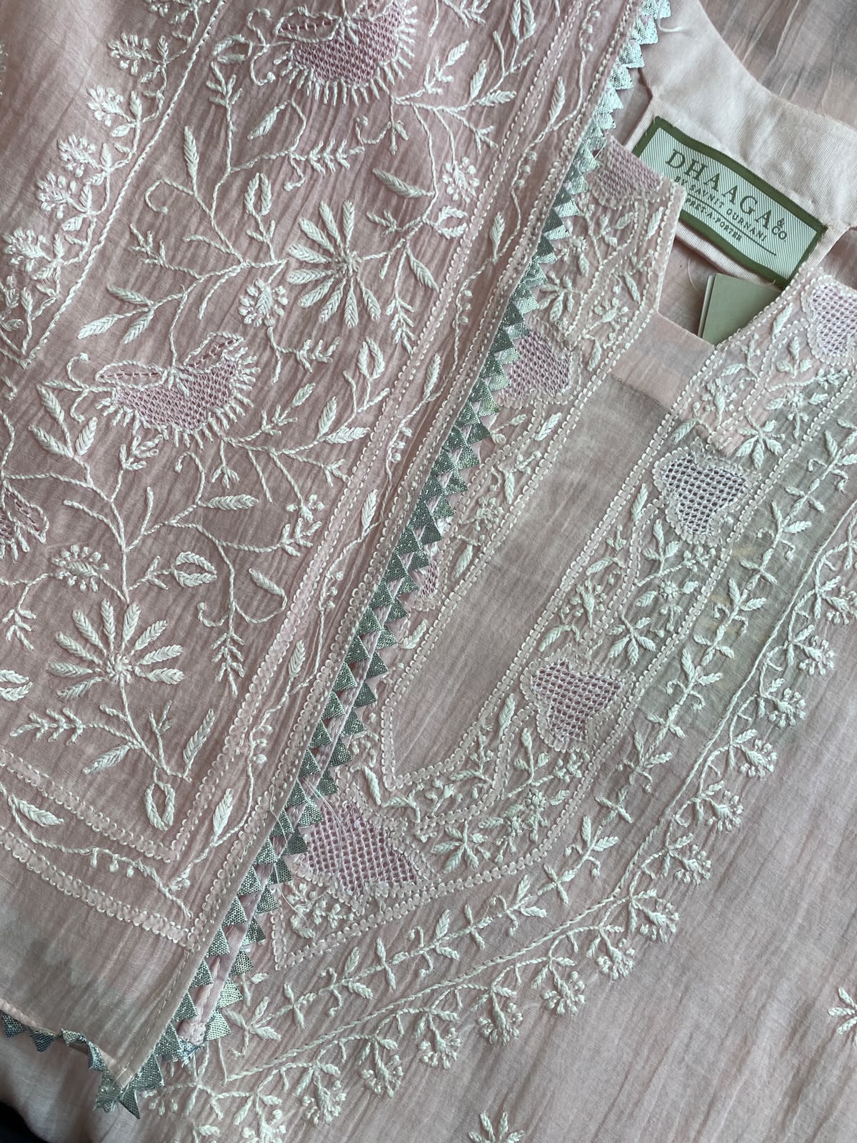 Blush Pink Mul Chanderi Embroidered Kurta Set