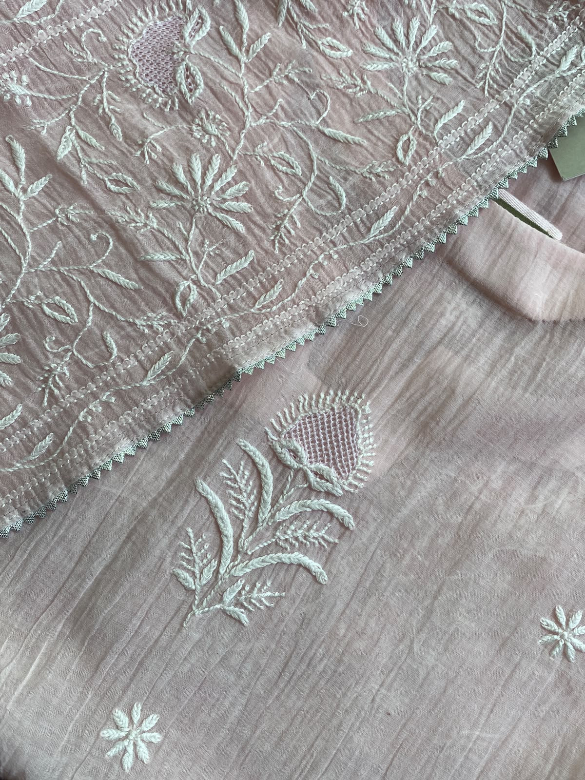 Blush Pink Mul Chanderi Embroidered Kurta Set