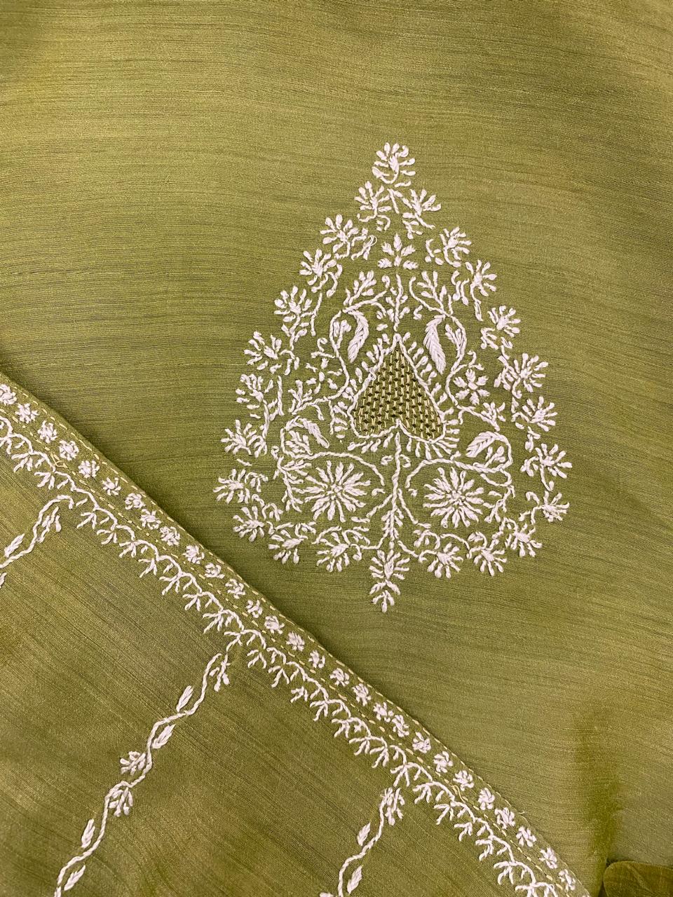 Olive Green Moonga Silk Men's Kurta